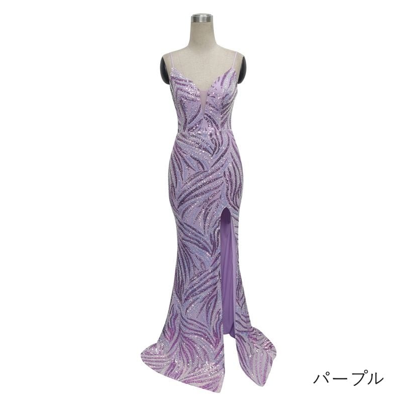 スパンコールキャミソールマーメイドドレス　9color　D1688