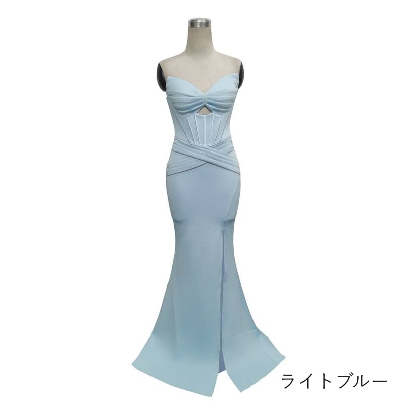 スリットベアトップマーメイドドレス　8color　D1679