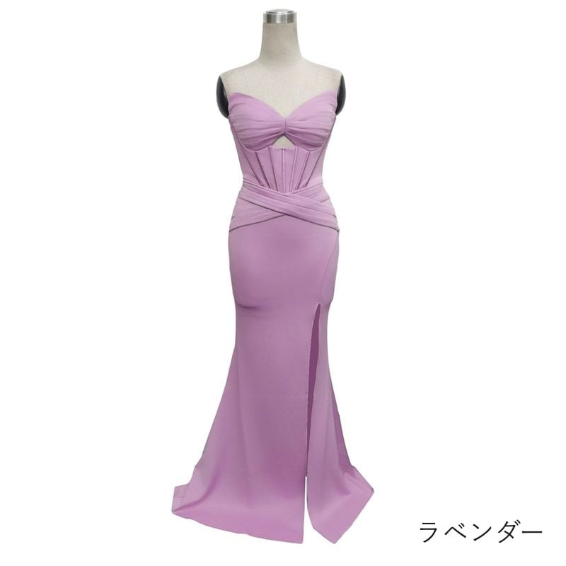 スリットベアトップマーメイドドレス　8color　D1679