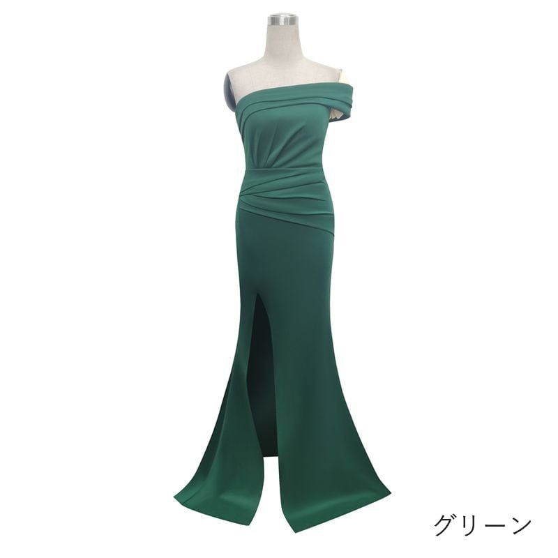 ワンショルダースリットマーメイドドレス　5color　D1704