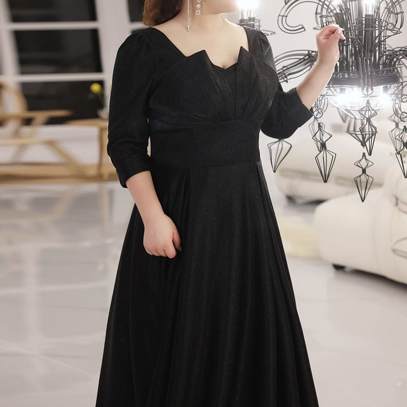 【3XL〜7XL】ヘムネックロングスリーブドレス　D1544
