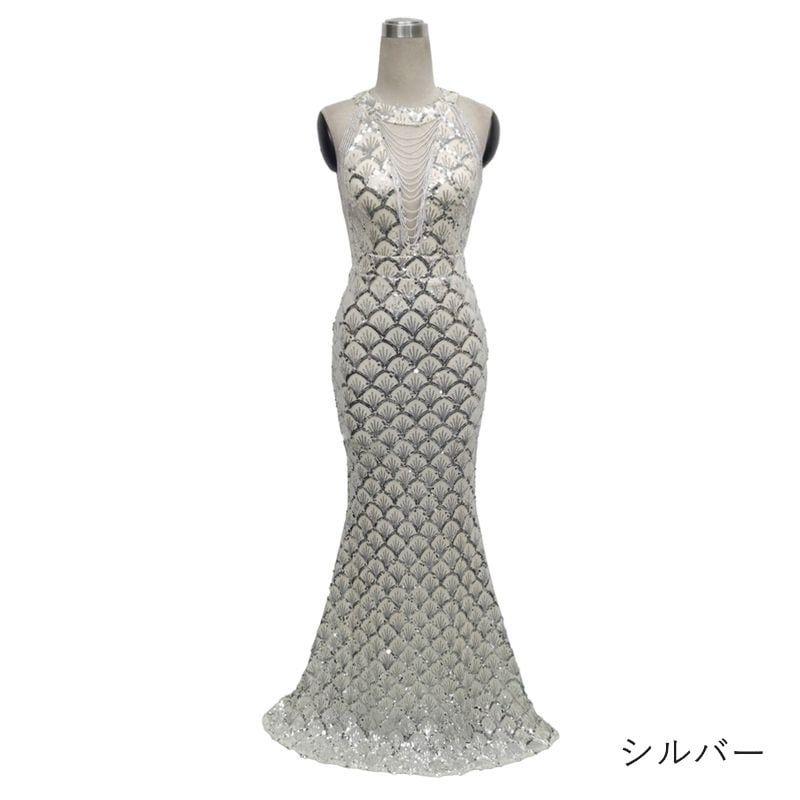 スパンコールアメスリマーメイドドレス　8color　D1692