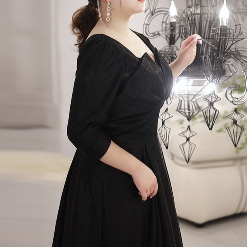 【3XL〜7XL】ヘムネックロングスリーブドレス　D1544