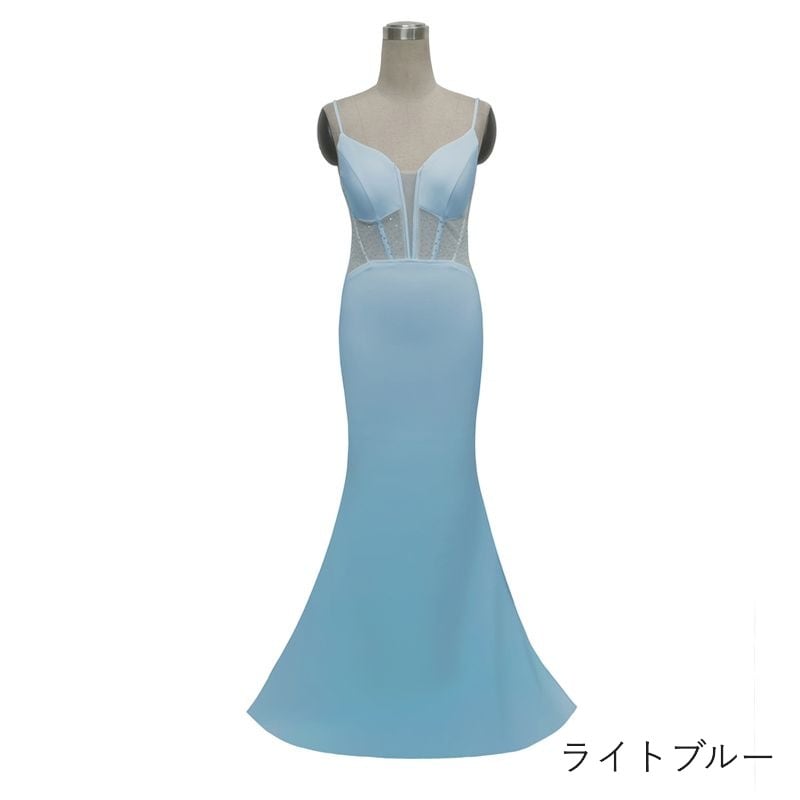 ストーン装飾キャミソールマーメイドドレス　6color　D1707