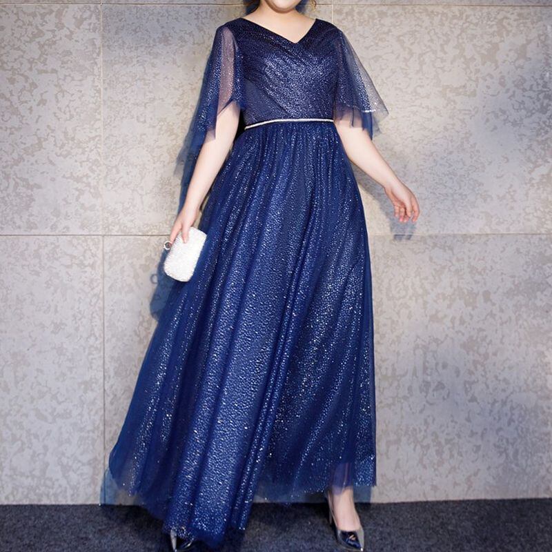 【3XL〜7XL】フレアスリーブグリッタードレス　D1623