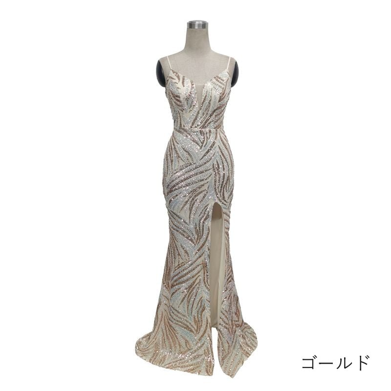 スパンコールキャミソールマーメイドドレス　9color　D1688