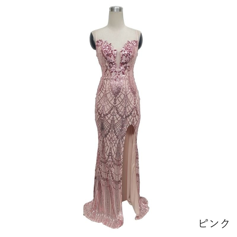 スパンコールキャミソールマーメイドドレス　10color　D1677