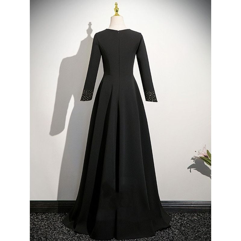 ウエストリボンVネックロングドレス　D1497