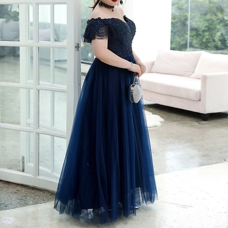 3XL〜7XL】オフショルダーチュールドレス D1580 – DRESSWOW（ドレスワオ）