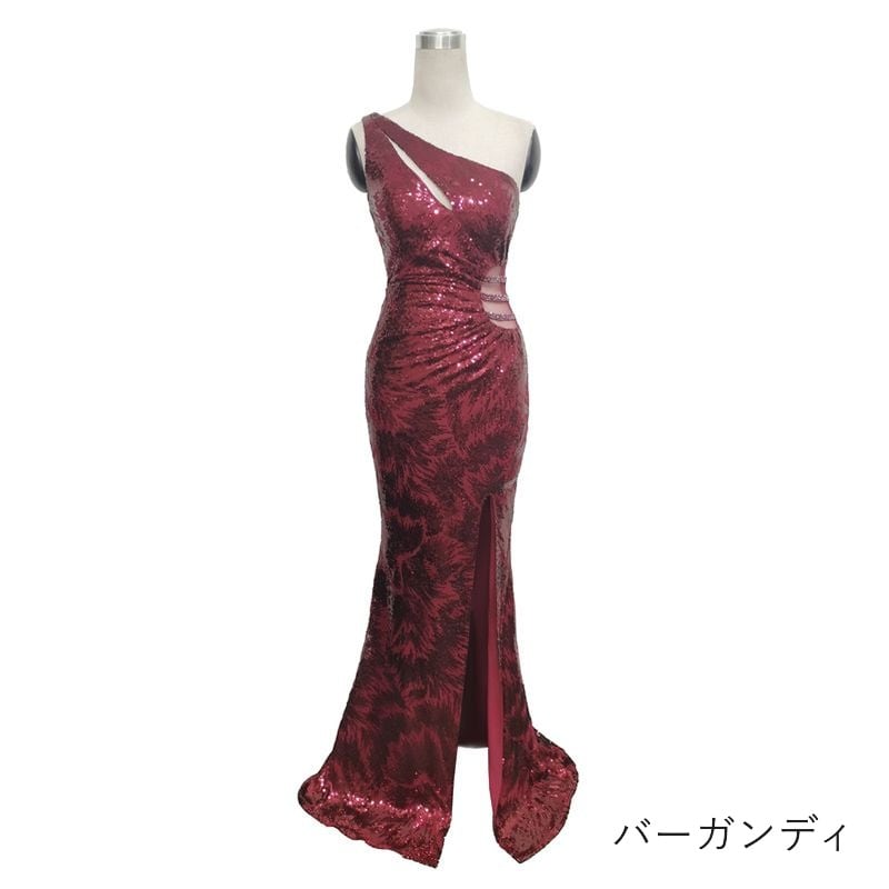 スパンコールワンショルダーマーメイドドレス　8color　D1681
