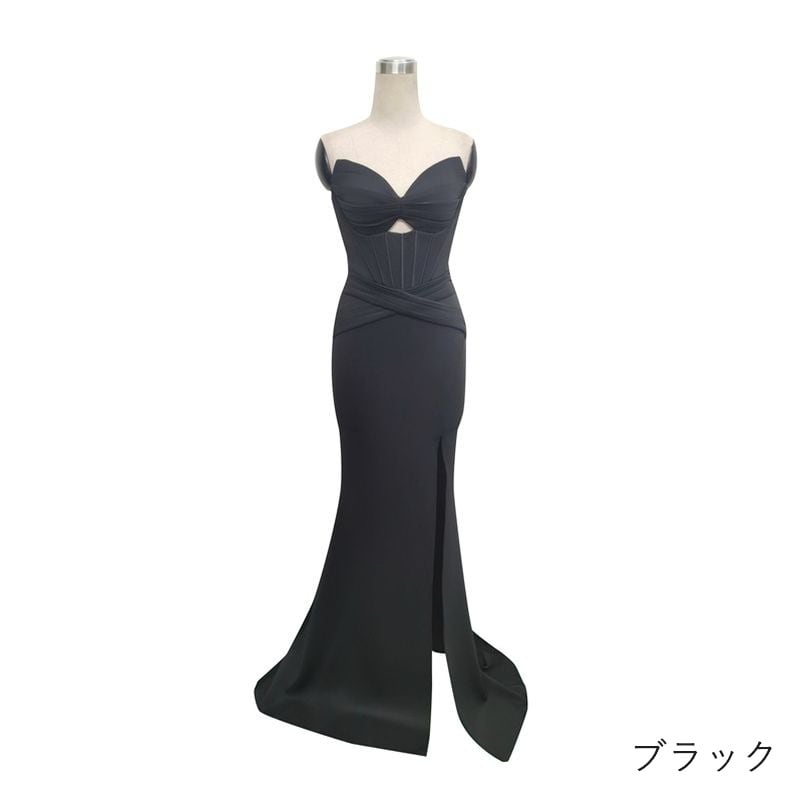 スリットベアトップマーメイドドレス　8color　D1679