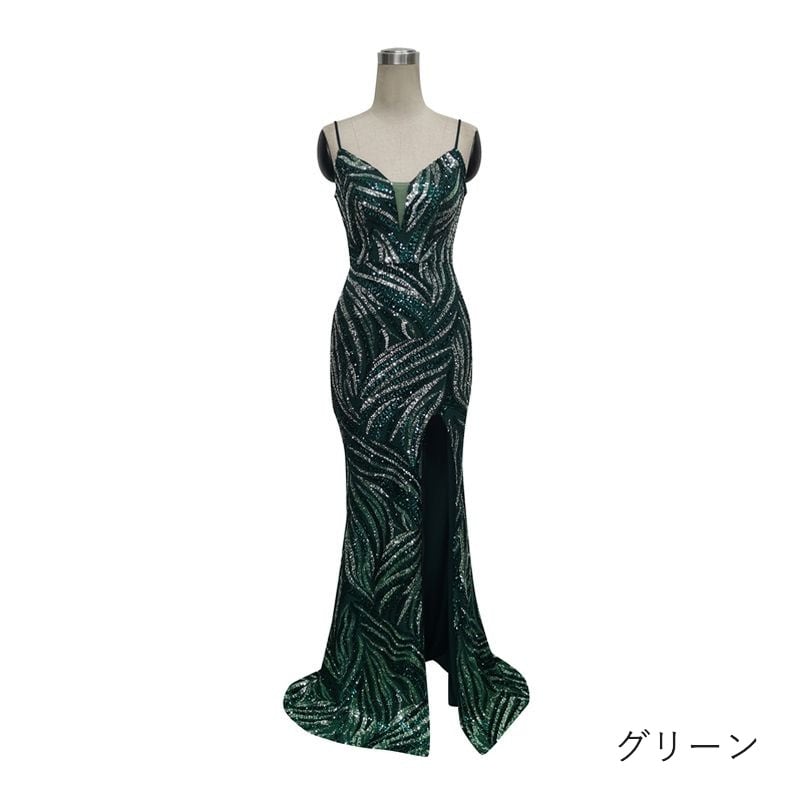 スパンコールキャミソールマーメイドドレス　9color　D1688