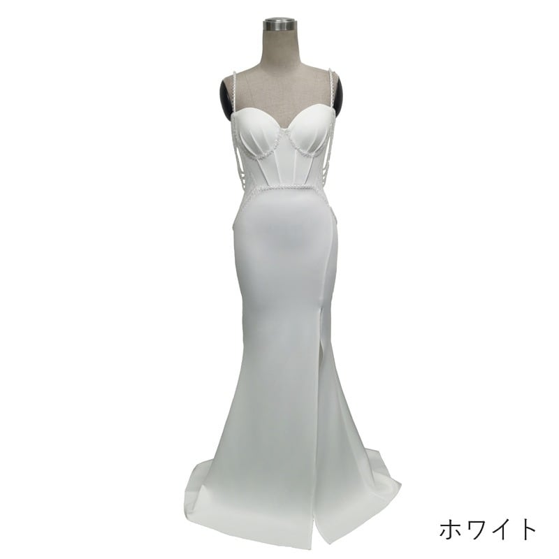 ビーズ装飾スリットマーメイドドレス　9color　D1678