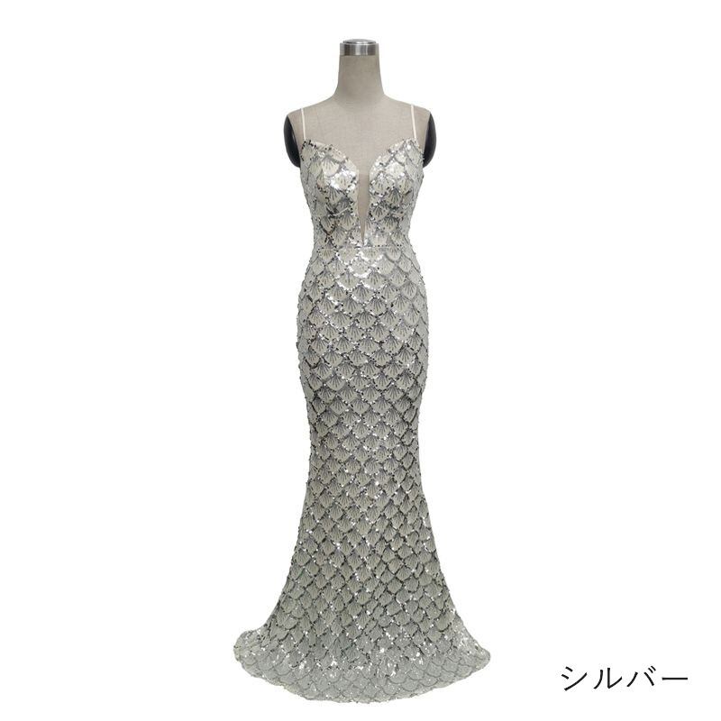 スパンコールキャミソールマーメイドドレス　8color　D1682