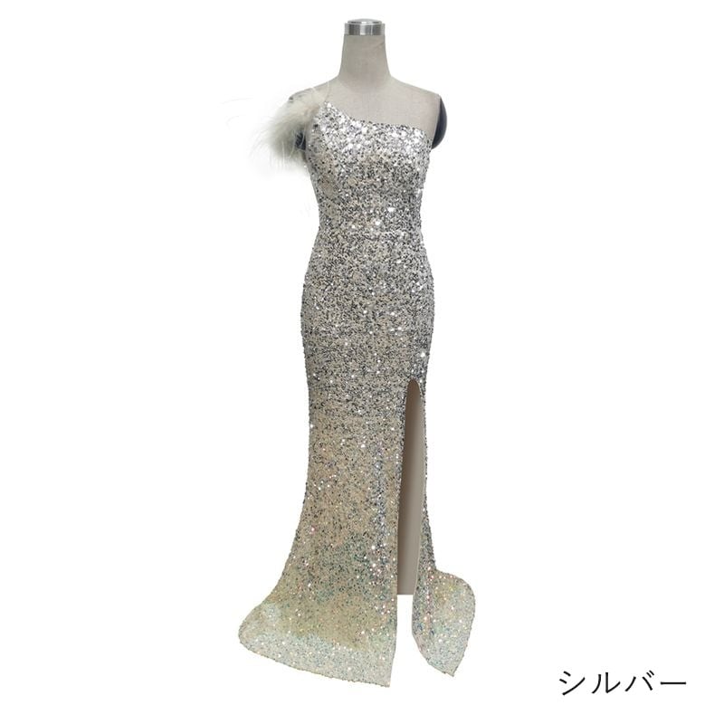 スパンコールワンショルダーマーメイドドレス　6color　D1709