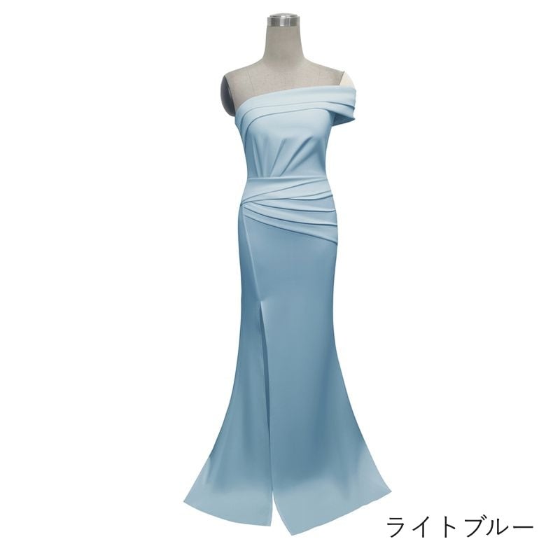 ワンショルダースリットマーメイドドレス　5color　D1704