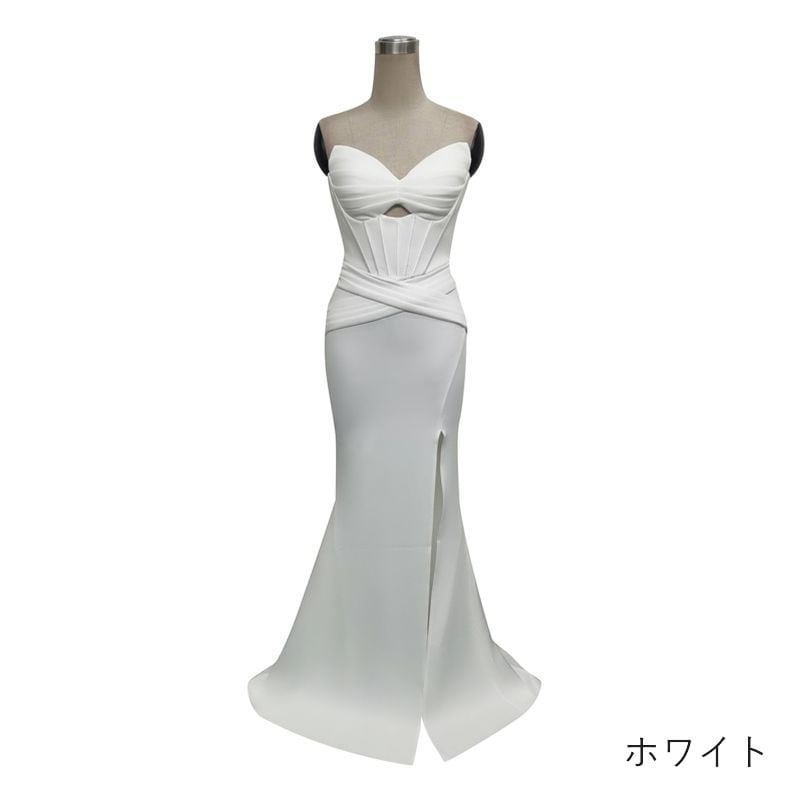スリットベアトップマーメイドドレス　8color　D1679