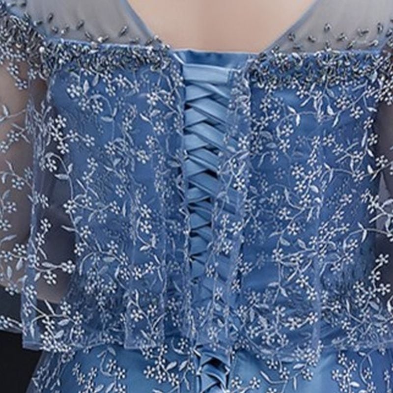 【3XL〜7XL】フラワー刺繍オーガンジードレス　D1606