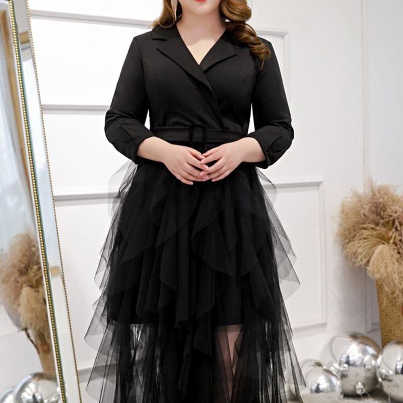 【3XL〜7XL】ジャケットコンビチュールドレス　D1601
