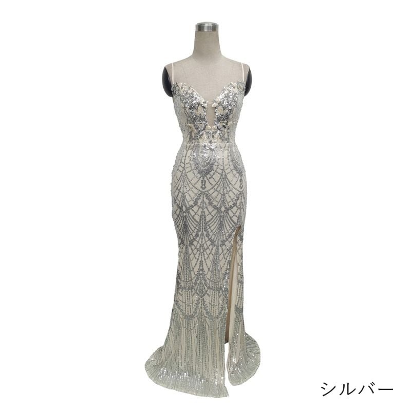 スパンコールキャミソールマーメイドドレス　10color　D1677