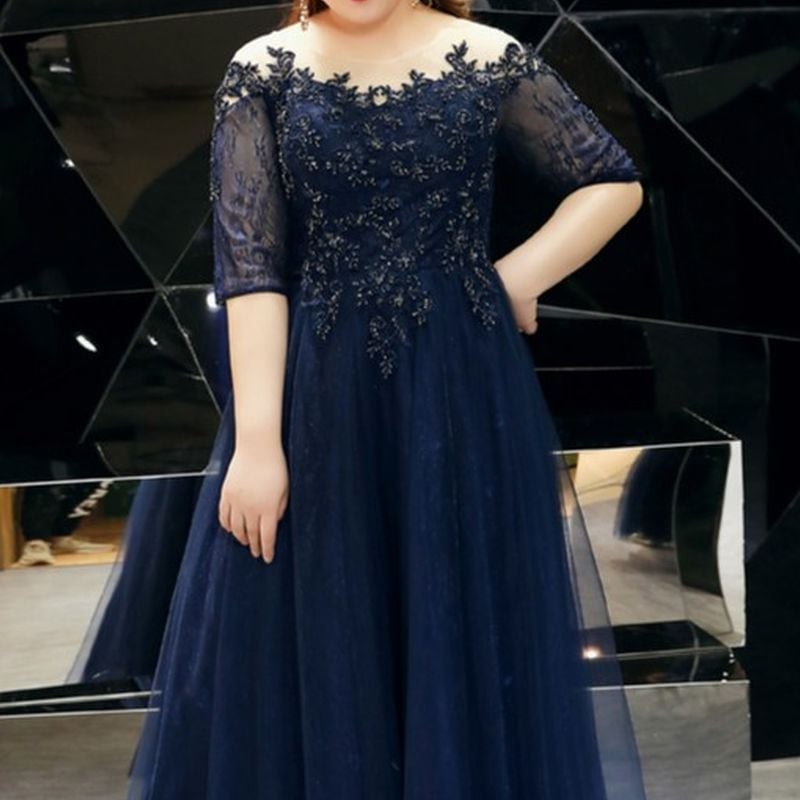 【3XL〜7XL】オフショルダーチュールドレス　D1543