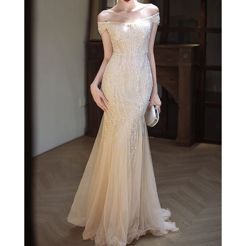 スパンコールオフショルダーマーメイドドレス D1737 – DRESSWOW