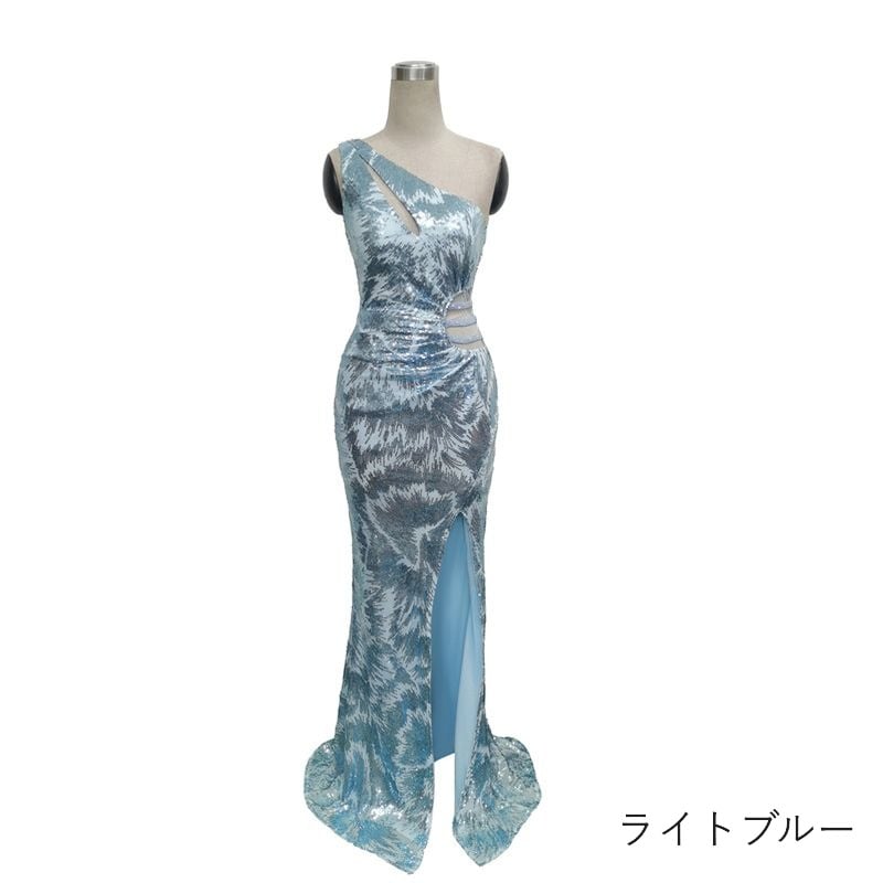 スパンコールワンショルダーマーメイドドレス　8color　D1681