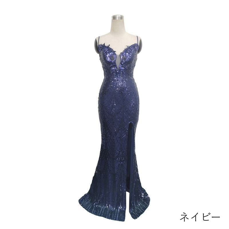 スパンコールキャミソールマーメイドドレス　10color　D1677