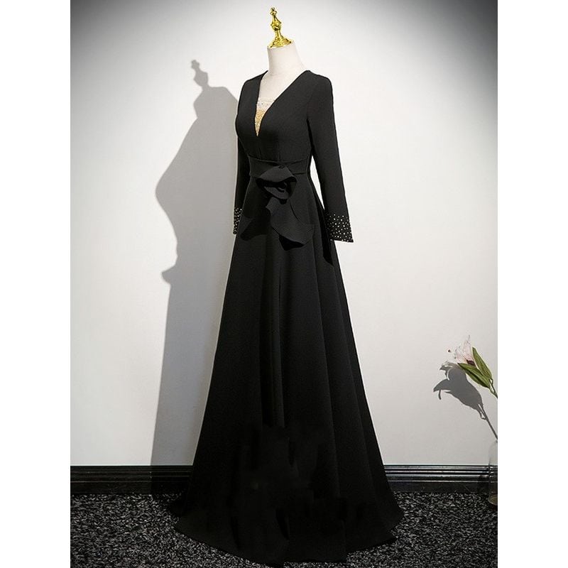 ウエストリボンVネックロングドレス D1497 – DRESSWOW（ドレスワオ）