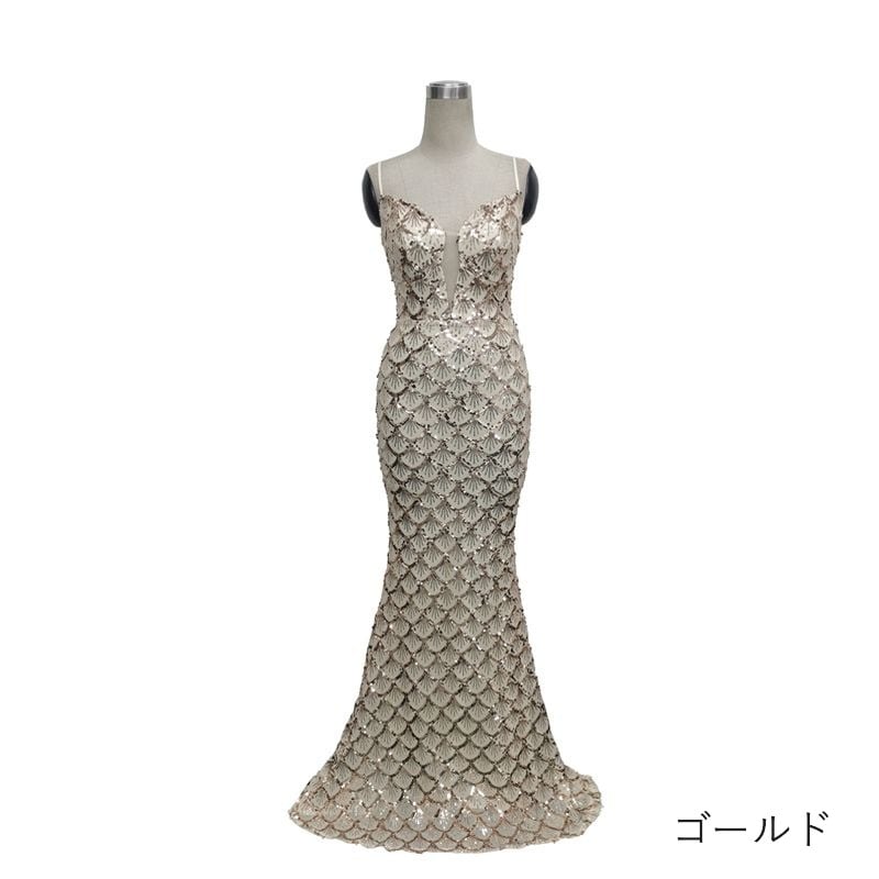 スパンコールキャミソールマーメイドドレス　8color　D1682