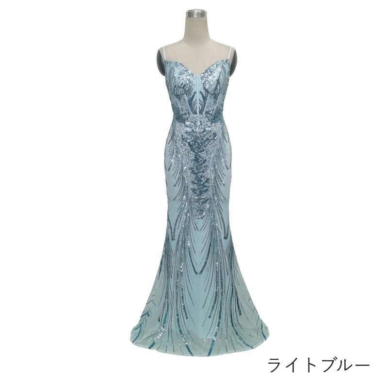 スパンコールキャミソールマーメイドドレス　10color　D1701