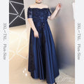 【3XL〜7XL】オフショルダーサテンドレス　2color　D1532