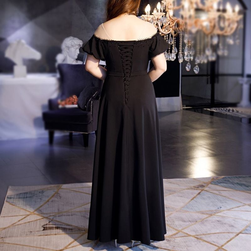 3XL〜7XL】オフショルダーパフスリーブドレス D1619 – DRESSWOW
