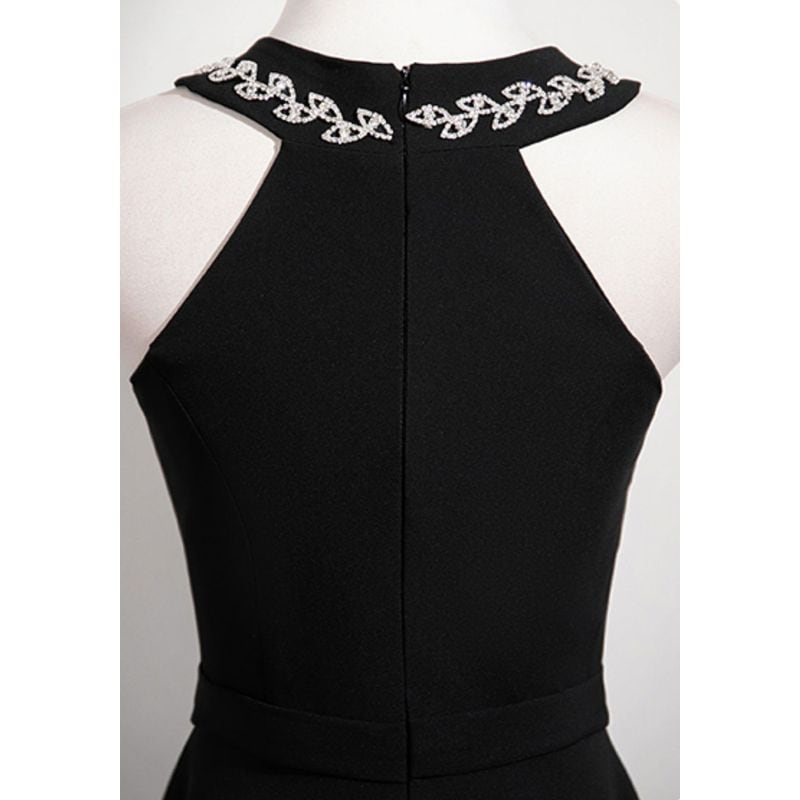 ビジュー装飾 Vネック スリットドレス Vネックビジューデザインドレス D1712 – DRESSWOW（ドレスワオ）