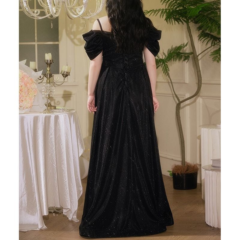 【3XL〜7XL】オフショルダーロングドレス　D1526