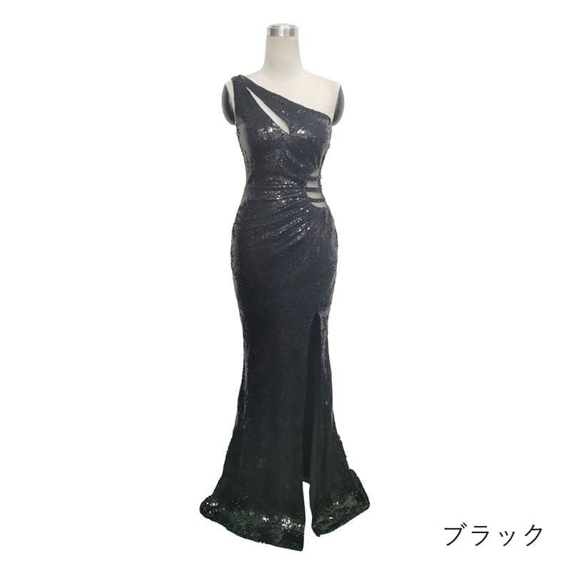 スパンコールワンショルダーマーメイドドレス　8color　D1681